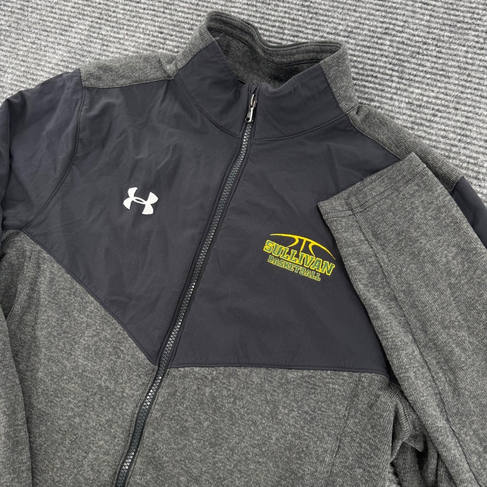 Under Armour Mens Large Gray Black Sullivan ColdGear Full Zip Basketball Jacket